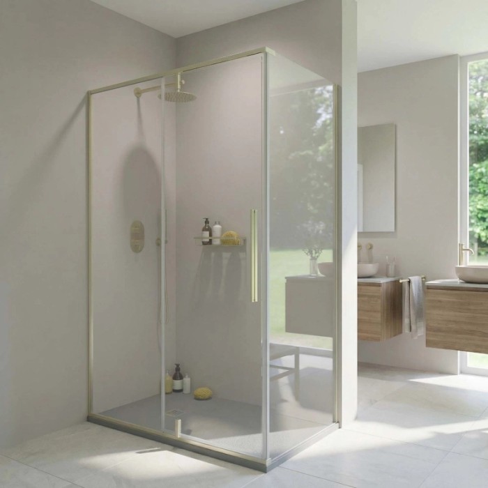 Porta doccia lato fisso Slim 97,5-99 cm oro spazzolato
