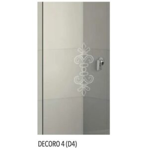 Dettaglio di una cabina doccia walk-in con decoro 4 (D4).