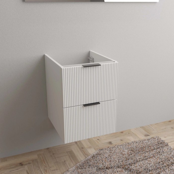 t.b.t. Mobile bagno sospeso con due cassetti e frontale scanalato.
