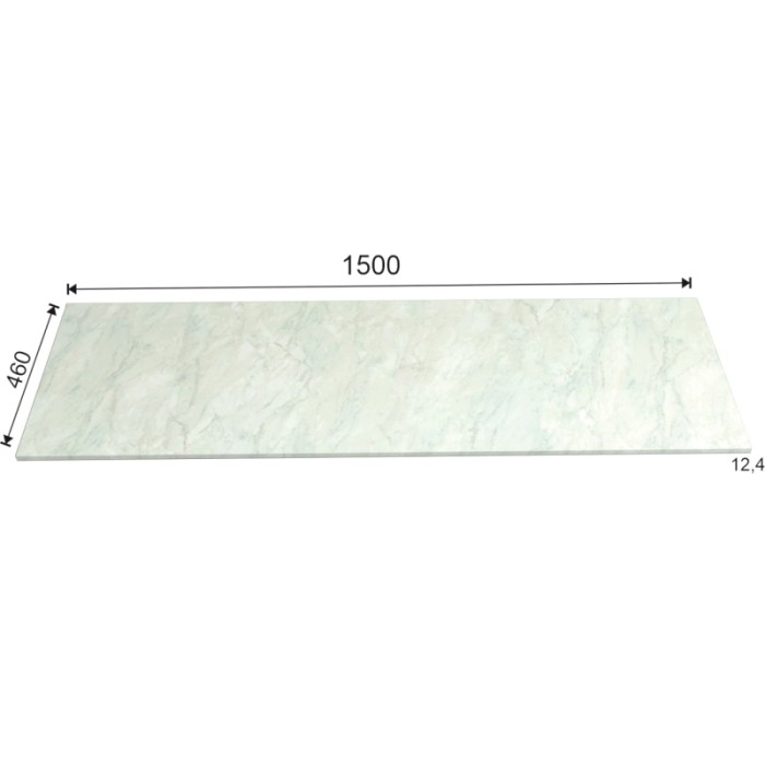 t.b.t. Mensola lavabo effetto marmo, dimensioni: 1500x460 mm.