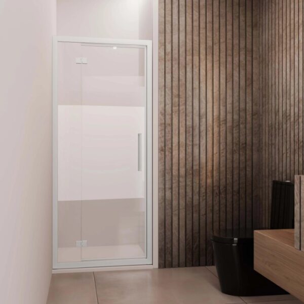 Porta battente con fisso reversibile doccia Lux 117/123 cm bianco opaco