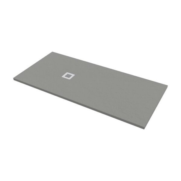 Piatto doccia t.b.t. rettangolare grigio con scarico quadrato.