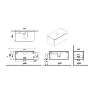 Mobile bagno base lavabo sospeso 1 cassetto Integra Round 100 cm terracotta