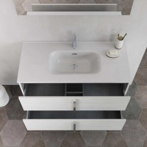 Mobile bagno base lavabo sospesa Ika 101 2/C olmo creme 101x46 cm