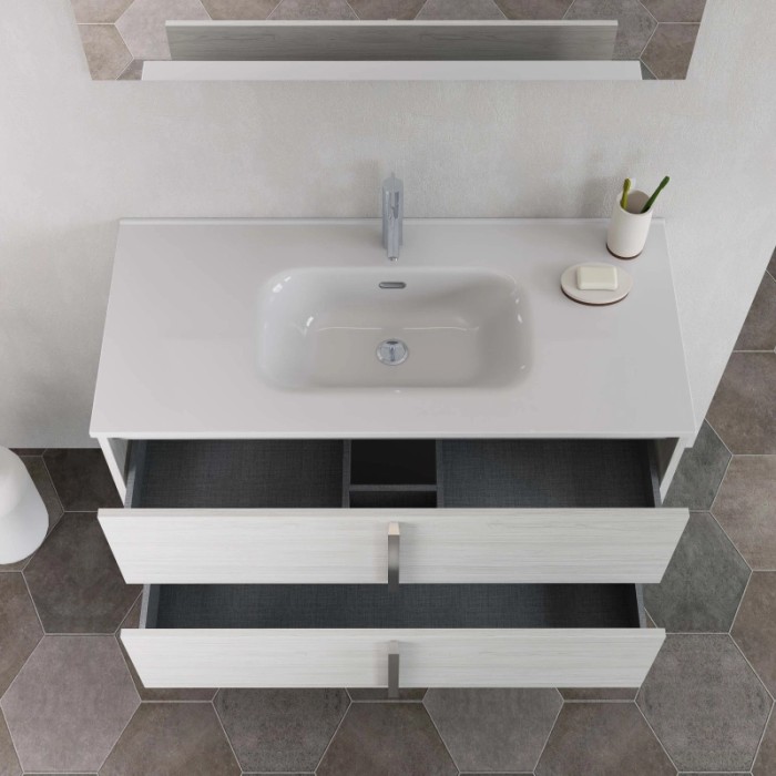 Mobile bagno base lavabo sospesa Ika 101 2/C olmo creme 101x46 cm