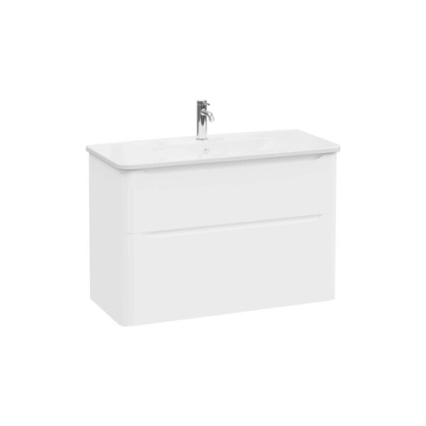 Mobile bagno base lavabo sospesa 2 cassetti Integra Round 100 cm matt white