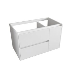 Mobile bagno t.b.t. bianco con due cassetti e un'anta per arredo bagno.