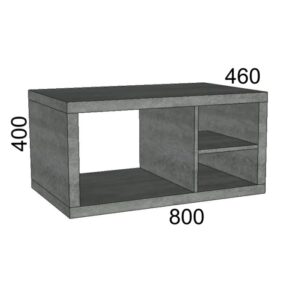 Mobile bagno t.b.t. con vano a giorno e ripiano, effetto cemento grigio.