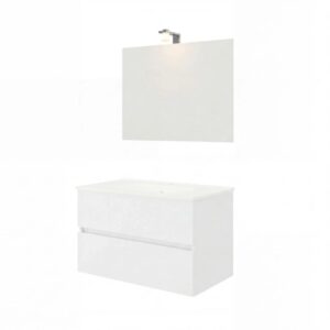 Mobile bagno Cube con lavabo e specchio bianco lucido L81,5xP46,5xH115,4cm