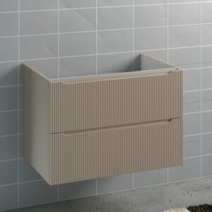t.b.t. Mobile bagno sospeso beige con frontale a righe per un bagno moderno.