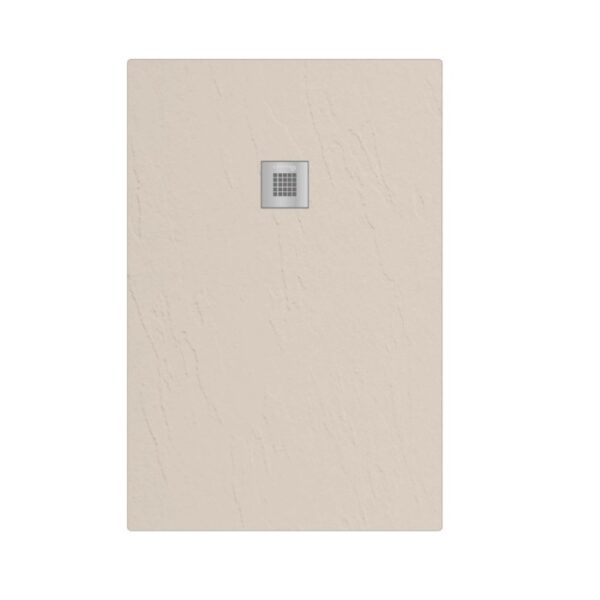 Piatto doccia beige t.b.t. con scarico quadrato.