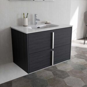 Mobile bagno base lavabo sospesa Ika 81 2/C olmo onyx 81x46 cm