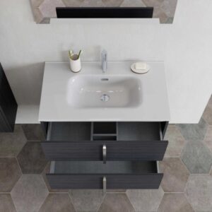 Mobile bagno base lavabo sospesa Ika 81 2/C olmo onyx 81x46 cm
