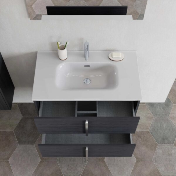 Mobile bagno base lavabo sospesa Ika 81 2/C olmo onyx 81x46 cm
