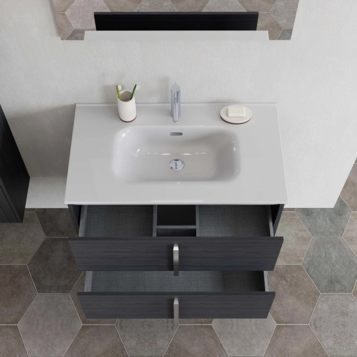 Mobile bagno base lavabo sospesa Ika 81 2/C olmo onyx 81x46 cm