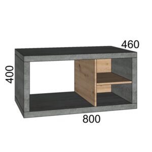 t.b.t. Mobile bagno sospeso effetto cemento con ripiano in legno, 80x40x46cm.
