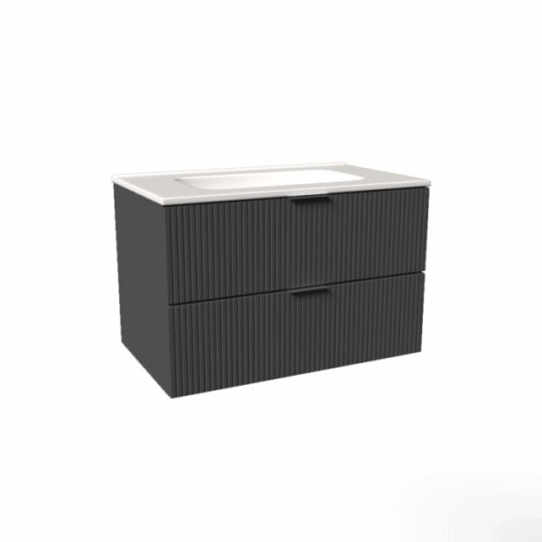 Mobile bagno base lavabo sospesa cannettata H51xL101xP46 cm Grafite Opale