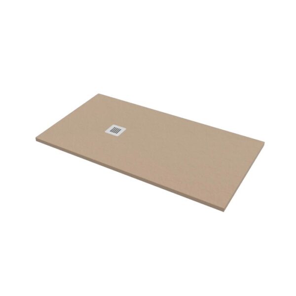 Piatto doccia beige t.b.t. con scarico quadrato.
