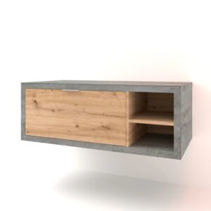 t.b.t. Mobile bagno sospeso con cassetto e ripiano, effetto cemento/legno