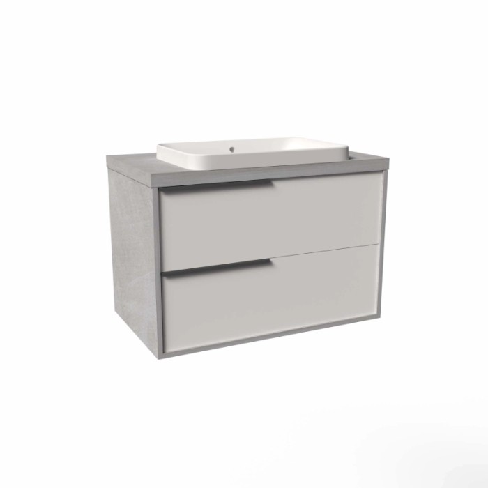 Mobile bagno base lavabo sospeso Kora 81x65x46 cm grigio spatolato bianco opaco