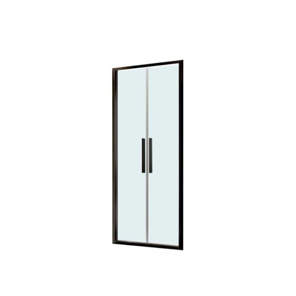 Porta saloon doccia 2 ante estensione cm 77-81 nero trasparente