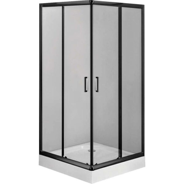 Box doccia quadrato con piatto Idrostile Juraguá 80x80 cm nero lucido
