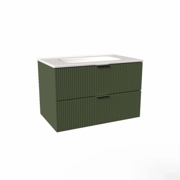 Mobile bagno base lavabo sospesa cannettata H51xL81xP46 cm Verde Opale