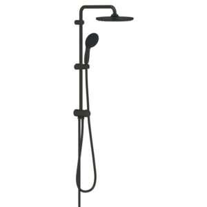 Sistema doccia nero Grohe Vitalio Start 250 Flex con soffione e doccetta per montaggio a parete.