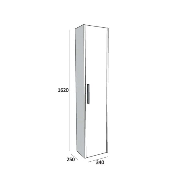Mobile bagno colonna sospesa reversibile 1 anta finitura olmo onyx 34x162x25 cm