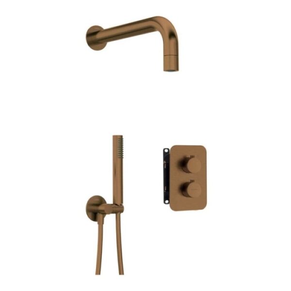 Set doccia termostatico incasso Idrostile box 42 mm bronzo spazzolato