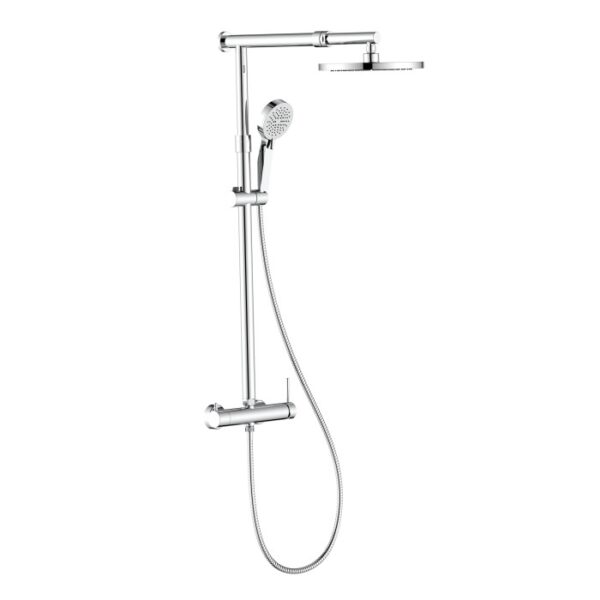 Colonna doccia t.b.t. con soffione e doccetta, finitura cromata.