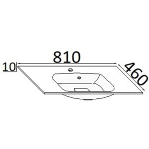 Disegno tecnico lavabo con dimensioni 810x460mm, categoria: Lavabi con mobile.