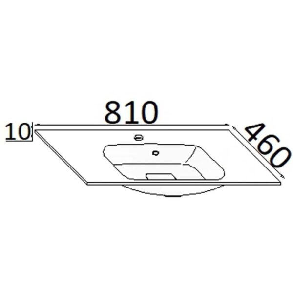 Disegno tecnico lavabo con dimensioni 810x460mm, categoria: Lavabi con mobile.
