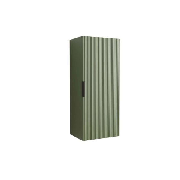 Mobile bagno sospeso t.b.t. verde con frontale a coste e maniglia nera.