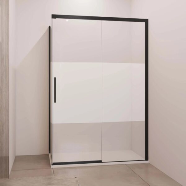 Porta scorrevole sx doccia Lux con fisso 110/117 cm nero opaco