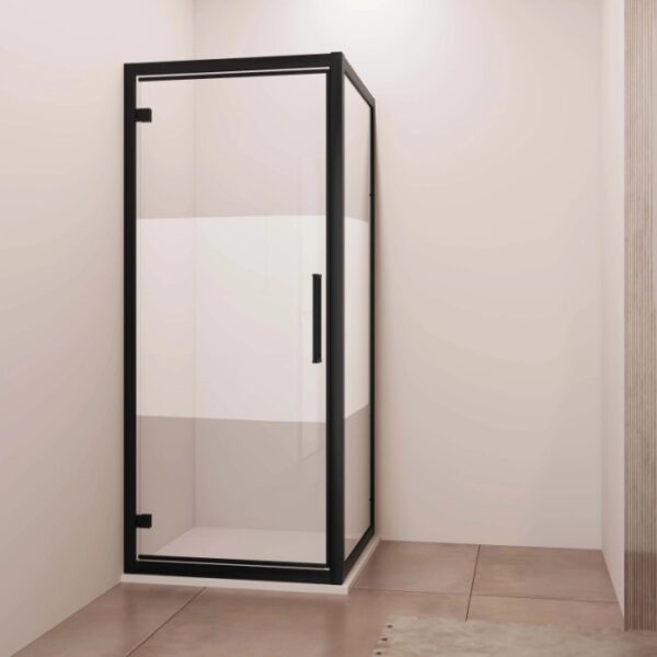 Porta battente reversibile doccia Lux 97/103 cm nero opaco