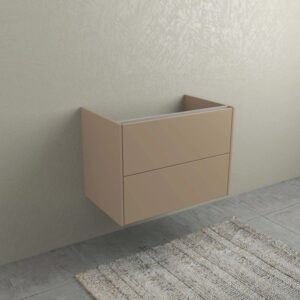 Mobile bagno sospeso beige per arredamento bagno.