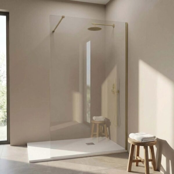 Doccia walk-in Orion 90x200 cm profilo oro spazzolato