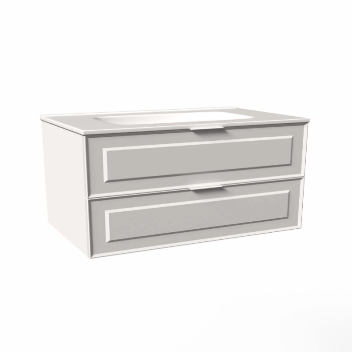 Mobile bagno base lavabo sospesa bugnata H51xL101xP46 cm Bianco lucido
