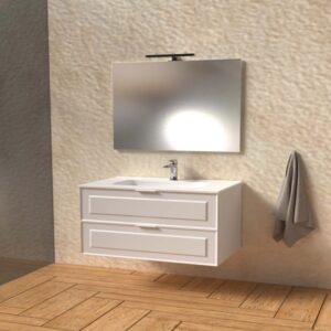 Mobile bagno base lavabo sospesa bugnata H51xL101xP46 cm Bianco lucido