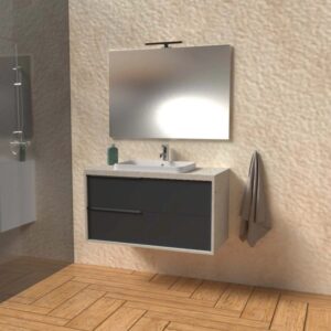 Mobile bagno base lavabo sospeso Kora 81x65x46 cm pietra grafite opaco