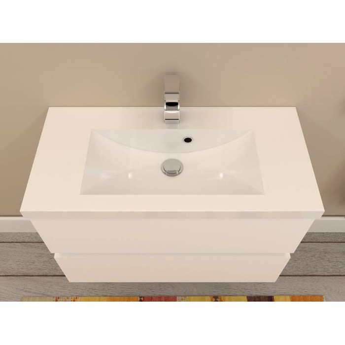 t.b.t. Lavabo singolo bianco con rubinetto.