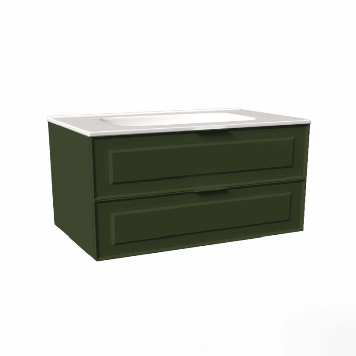 Mobile bagno base lavabo sospesa bugnata H51xL101xP46 cm Verde Opale