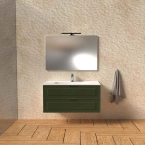 Mobile bagno base lavabo sospesa bugnata H51xL101xP46 cm Verde Opale