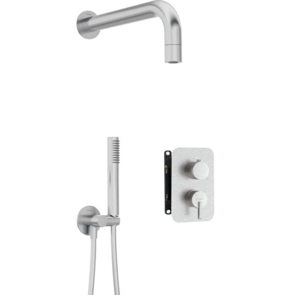 Set doccia incasso Idrostile Limonar box e soffione 42 mm acciaio spazzolato