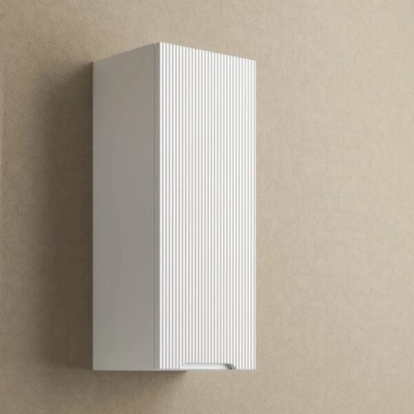 Mobile bagno sospeso t.b.t. bianco con anta a listelli verticali.