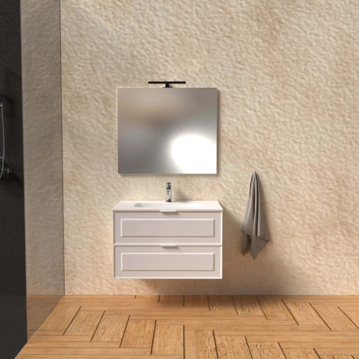 Mobile bagno base lavabo sospesa bugnata H51xL81xP46 cm Bianco Opale
