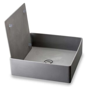 Lavabo d'appoggio grigio t.b.t. con ripiano.