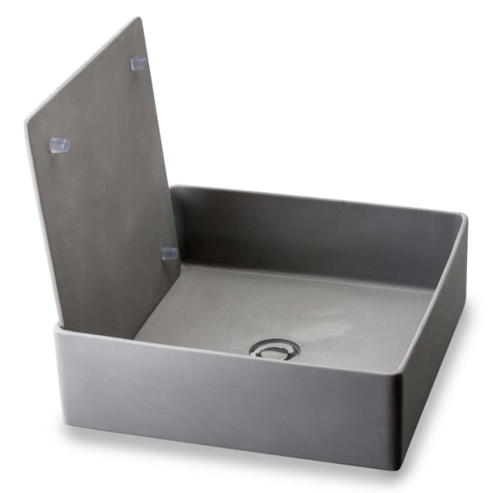 Lavabo d'appoggio grigio t.b.t. con ripiano.