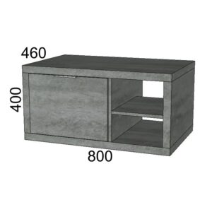 Mobile bagno grigio con anta e ripiano a giorno.